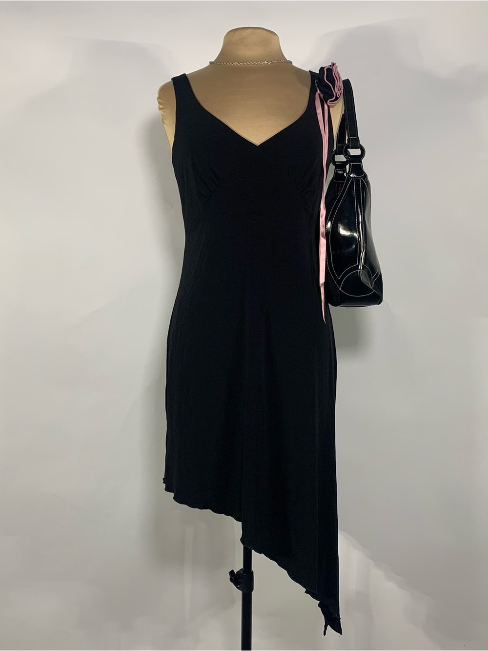 Y2K Jamie Nicole black asymmetrical midi dress